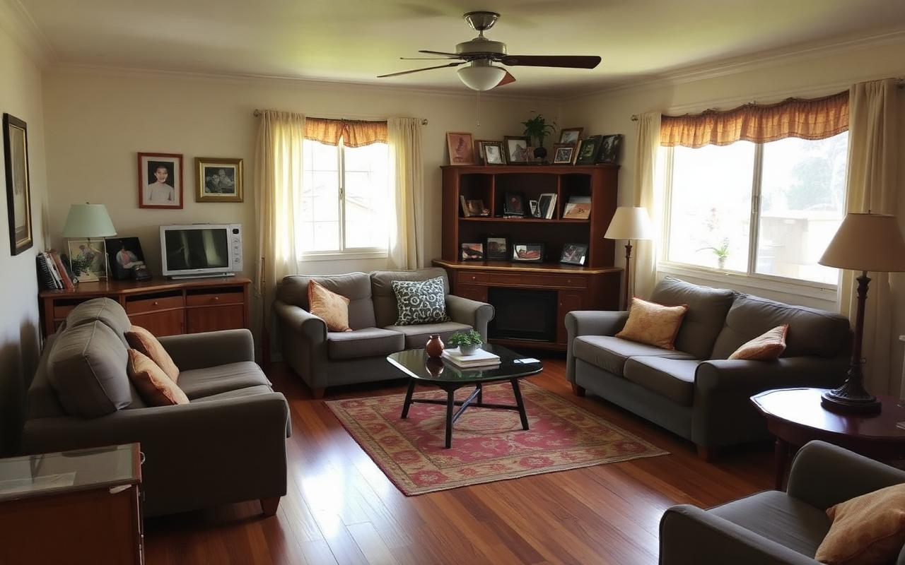 Interior of an older inherited home in need of repairs before selling